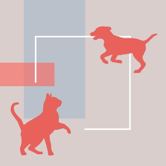 en silhuet af en hund og en kat