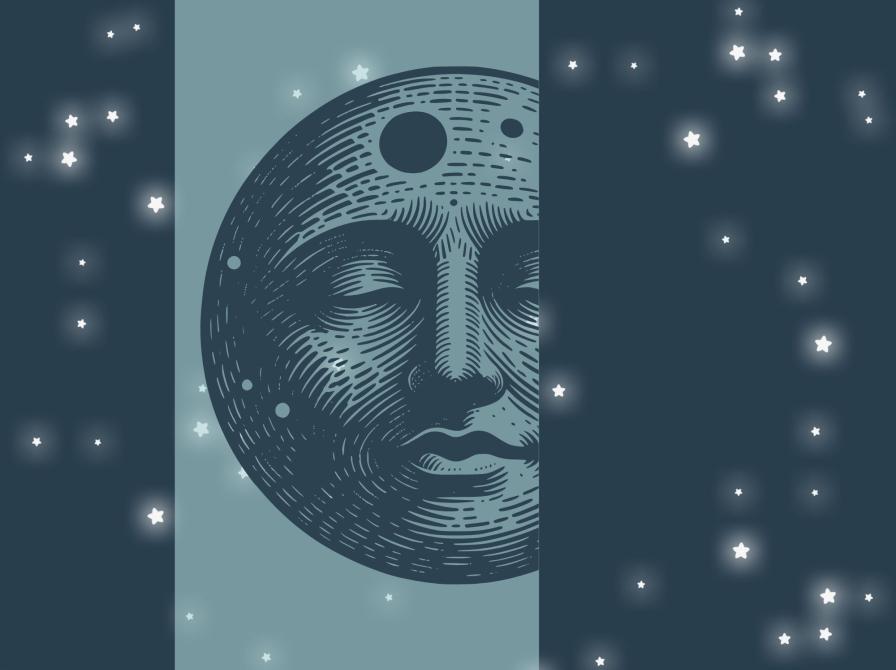 Sovende måne med stjerner