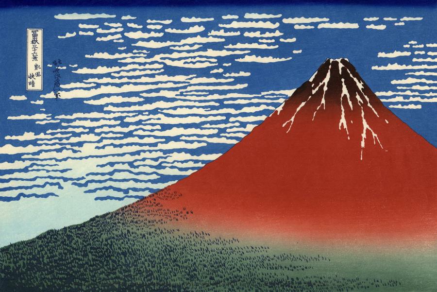 Katsushika Hokusai: 'South Wind, Clear Sky' (Gaifū kaisei), også kendt som 'Red Fuji'